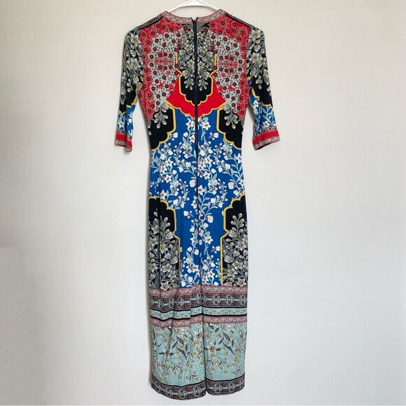 Alice + Olivia Delora Fitted Mock Neck Floral Midi Dress Palace Daffodil 2 NWT - Picture 8 of 13